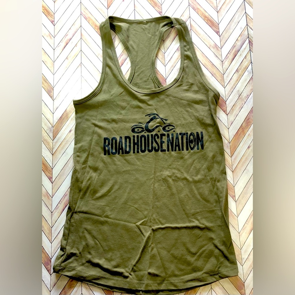 OCC Roadhouse Nation Women’s Army Green Tank Top. Size Medium